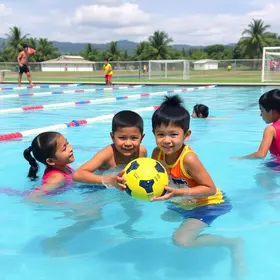 aulas gratuitas de natação e futebol